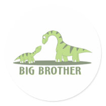 Cool Big Brother Shirt - Dinosaur Theme Round Stickers