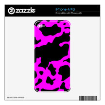 Cool Black and Fuchsia Pink Cow Print iPhone 4S Skin
