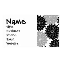 Cool Black and Gray Flower Blossoms Floral Print Business Card Template