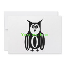Cool black and white owl personalized invitations
