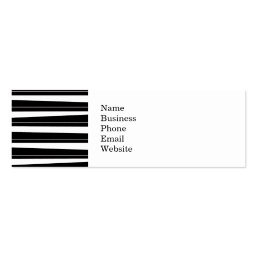 Cool Black and White Pattern Uneven Stripes Business Cards (front side)