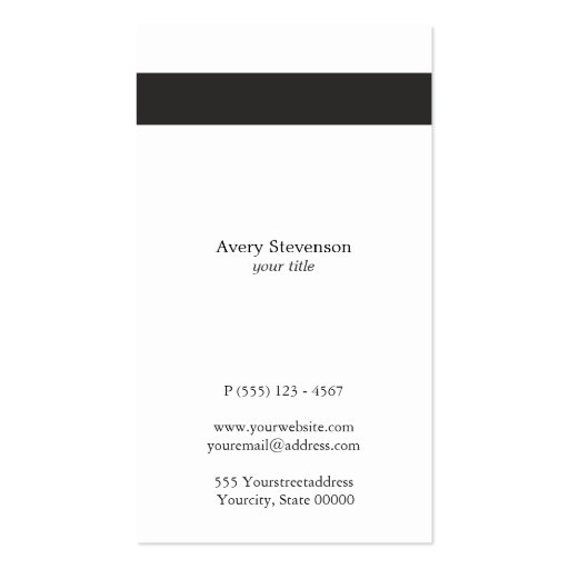 Cool Black and White Striped Modern Vertical White Business Card (back side)