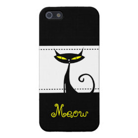 Cool Black Cat Yellow Eyes Meow iPhone 5 Case