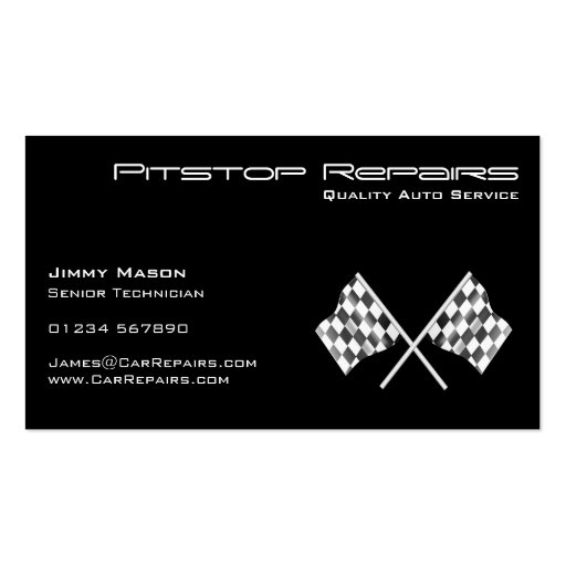 Cool Black Checkered Flag Business Card (back side)