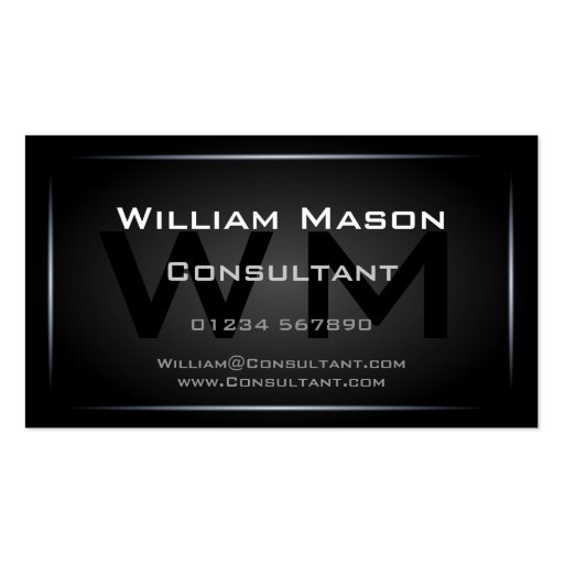 Cool Black Monogram Professional - Hi-Res Business Cards (front side)