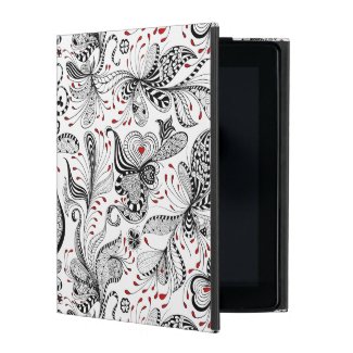 Cool Black & Red Exotic Flowers Pattern iPad Case