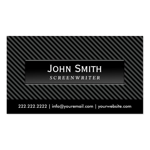 Cool Black Stripes Screenwriter Business Card (front side)