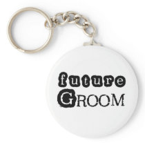 Cool Black Text Future Groom Keychains