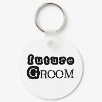 Cool Black Text Future Groom keychains