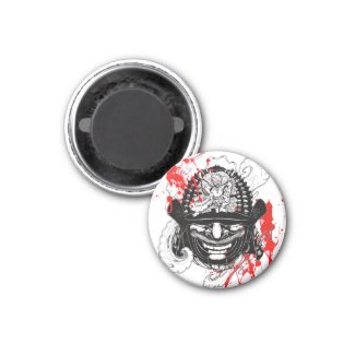 Cool blood splatter samurai demon mask helm tattoo fridge magnets