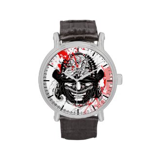 Cool blood splatter samurai demon mask helm tattoo wrist watch