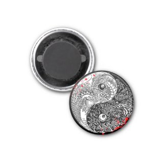 Cool blood splatter Yin Yang Dragons tattoo art Refrigerator Magnet