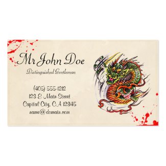 Cool blood tattoo symbol oriental Dragon vintage Business Card Templates