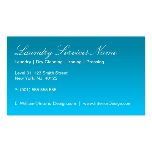 Cool Blue and Green Laundry Services Business Card (back side)