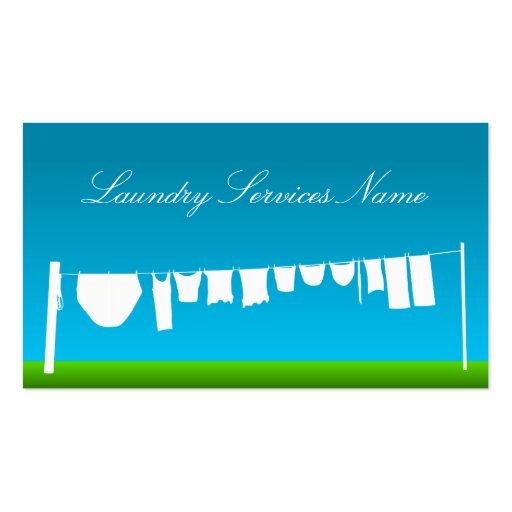 Cool Blue and Green Laundry Services Business Card (front side)