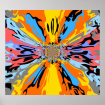 Cool blue and orange psychedelic posters