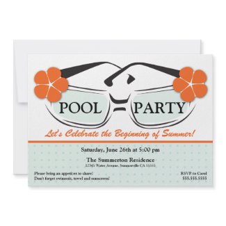 Cool Blue and Orange Summer Sunglasses Invitation invitation