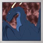 Cool Blue And Red Dragon posters