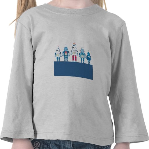 Cool Blue and Red Robots Novelty Gifts T Shirt