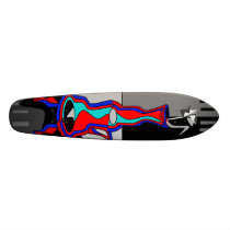 Cool blue and red vase skateboard
