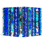 Cool blue and white psychedelic rectangles 3 ring binder