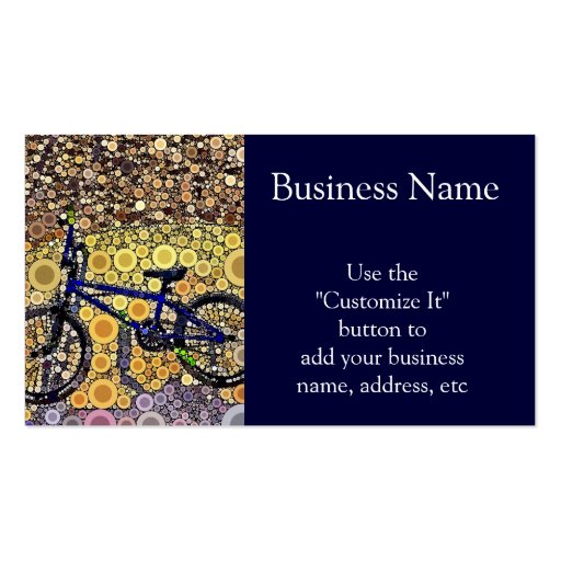 Cool Blue Bike Concentric Circle Mosaic Pattern Business Cards (front side)