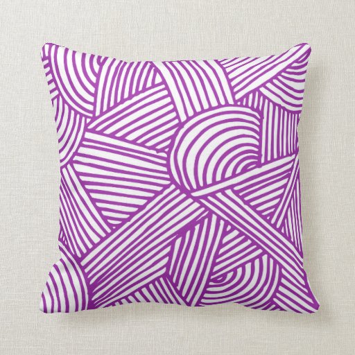 Cool Blue / Brown Fun Doodle Lines Throw Pillow Zazzle