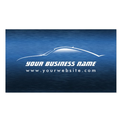 Cool Blue Car Outline Automotive Business Card (front side)