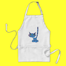 Cool Blue Cat cartoon cooking apron