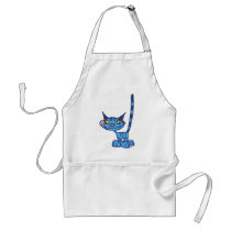 Cool Blue Cat cartoon cooking apron by Lioness_Graphics Cool Blue Cat cartoon cooking apron