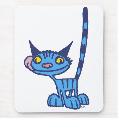 Cat In Cartoon. Cool Blue Cat cartoon mousepad