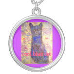 cool blue cat purple slogan custom necklace