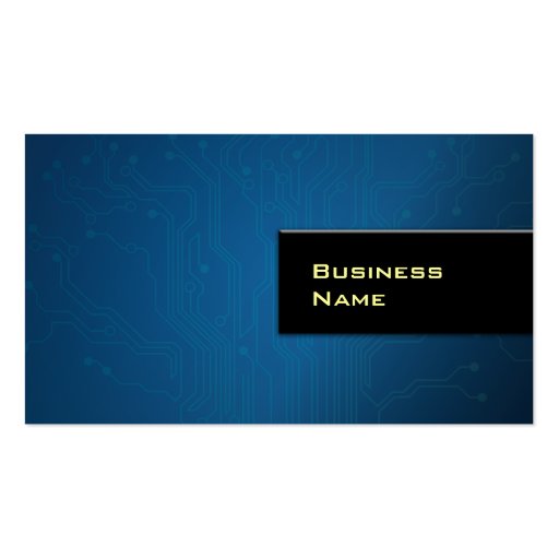 Cool Blue Circuit Layout Hi-tech Business Card (front side)