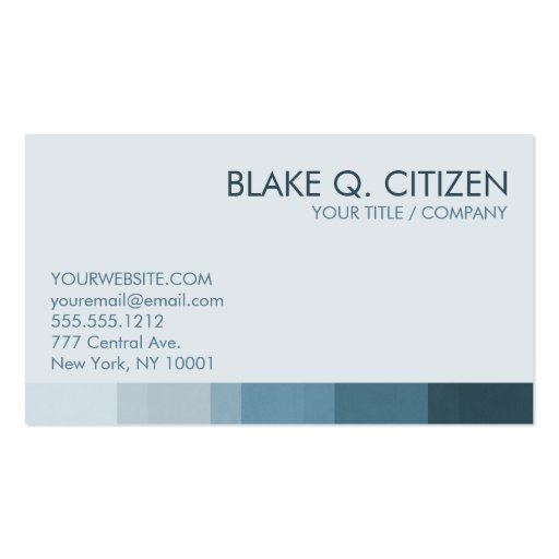 Cool Blue Color Bar Business Card (front side)