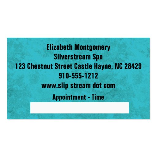 Cool Blue Daisy Spa Appointment Business Card (back side)