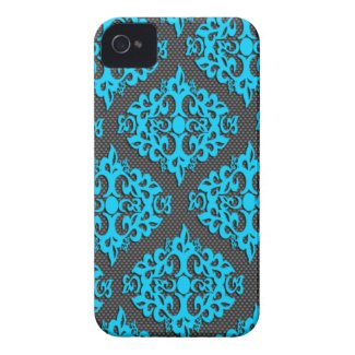 Cool Blue Damask Iphone 4/4S Case-Mate Case Tough Iphone 4 Cases