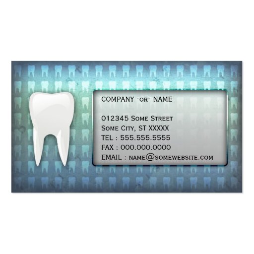 Cool blue dentist dental office business card (back side)