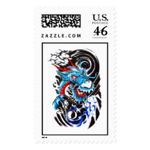 Cool Blue Dragon tattoo Stamps