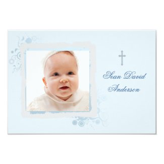 Cool Blue Flat Photo Thank You 3.5x5 Paper Invitation Card