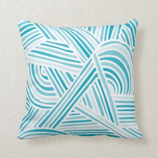 Cool Blue Fun Doodle Lines Pillow