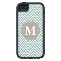 Cool Blue Gray Chevron Pattern Monogram Cover For iPhone 5