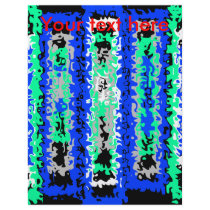 Cool blue green and black psychedelic rectangles full color flyer