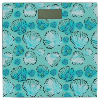 Cool Blue Green Seashells Pattern