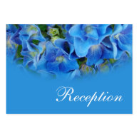cool blue hydrangea flowers wedding reception business cards