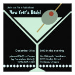 Cool Blue Martini New Year's Party Invitations