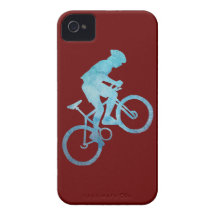 Cool Blue Mountain Biker iPhone 4 Cover