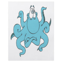 cool blue octopus cartoon character flyer design