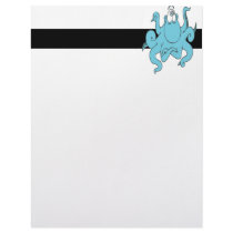 cool blue octopus cartoon character personalized letterhead