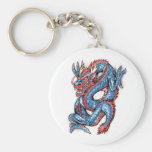 Cool Blue Oriental Dragon Tattoo Keychains