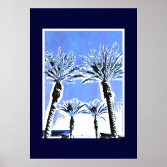 Cool Blue Palm Trees Paradise Beach Theme Decor Posters